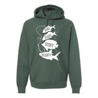 Here Fishy Fishy Fishing Lover Premium Hoodie