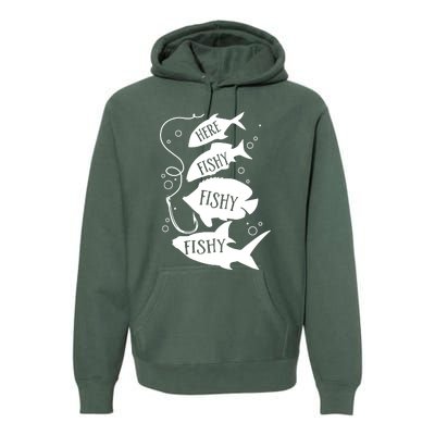 Here Fishy Fishy Fishing Lover Premium Hoodie