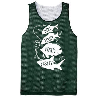 Here Fishy Fishy Fishing Lover Mesh Reversible Basketball Jersey Tank