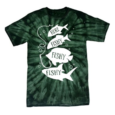 Here Fishy Fishy Fishing Lover Tie-Dye T-Shirt