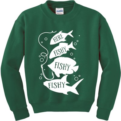 Here Fishy Fishy Fishing Lover Kids Sweatshirt