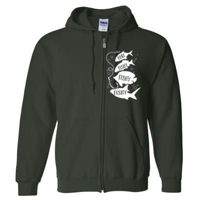 Here Fishy Fishy Fishing Lover Full Zip Hoodie