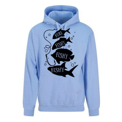 Here Fishy Fishy Fishing Lover Unisex Surf Hoodie