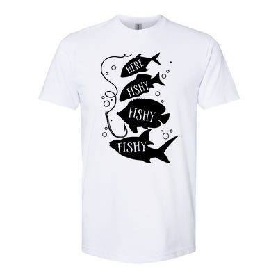 Here Fishy Fishy Fishing Lover Softstyle CVC T-Shirt