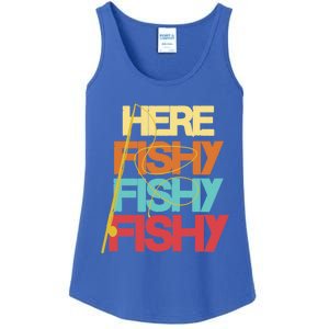 Here Fishy Fisher Fishing Rod Fish Fishing Funny Saying Gift Ladies Essential Tank