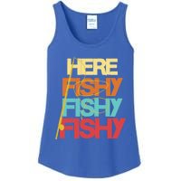 Here Fishy Fisher Fishing Rod Fish Fishing Funny Saying Gift Ladies Essential Tank