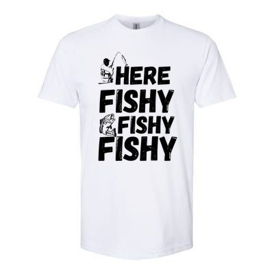 Here Fishy For Lovers Of Fishing And Camping Funny Fishing Cute Gift Softstyle CVC T-Shirt