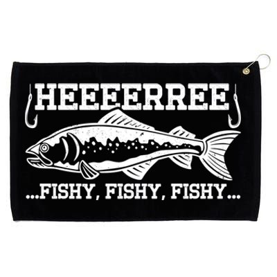 Here Fishy Funny Fisher Dad Bass Fishing Lover Gift Grommeted Golf Towel