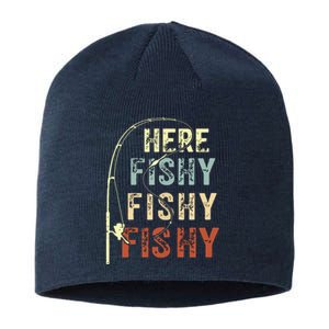 Here Fishy Fishy Fishy Funny Fishing Sustainable Beanie