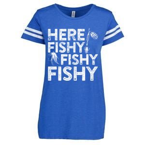 Here Fishy Fishy Fishy Fishing Fisherman Funny Quote Enza Ladies Jersey Football T-Shirt