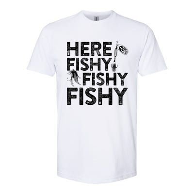 Here Fishy Fishy Fishy Fishing Fisherman Funny Quote Softstyle® CVC T-Shirt