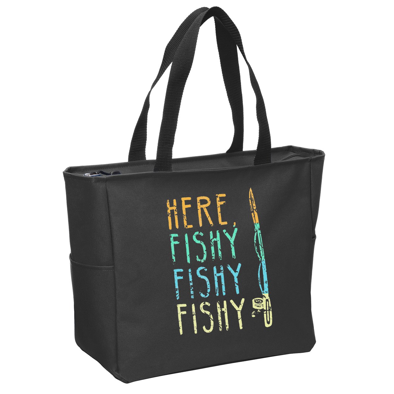 Here Fishy Fishy Fishing Lover Tee Fishermans Gift Zip Tote Bag