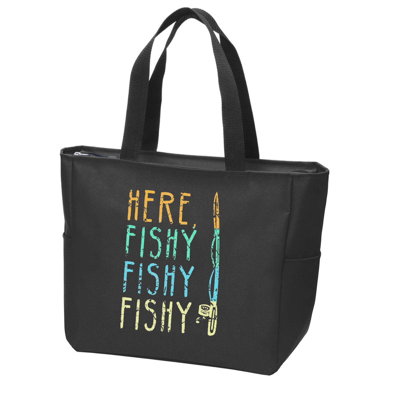 Here Fishy Fishy Fishing Lover Tee Fishermans Gift Zip Tote Bag