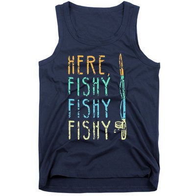 Here Fishy Fishy Fishing Lover Tee Fishermans Gift Tank Top