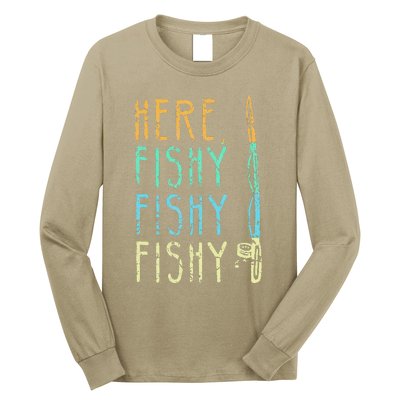 Here Fishy Fishy Fishing Lover Tee Fishermans Gift Long Sleeve Shirt