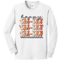 Happy Fri-Yay Friday Lovers Fun Teacher Retro Groovy Kids Long Sleeve Shirt