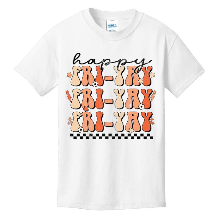 Happy Fri-Yay Friday Lovers Fun Teacher Retro Groovy Kids T-Shirt