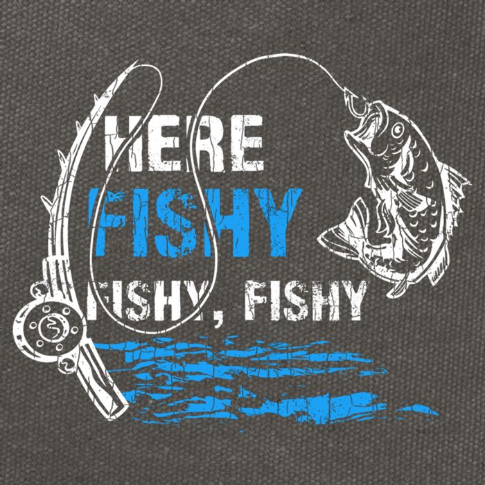 Here Fishy Funny Fishing Fisher Fish Graphic Gift Cotton Canvas Backpack
