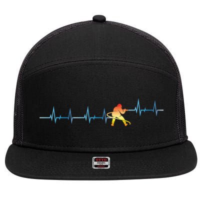 Heartbeat Firefighter Fire Departt Fire Cute Gift 7 Panel Mesh Trucker Snapback Hat