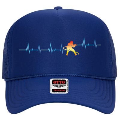 Heartbeat Firefighter Fire Departt Fire Cute Gift High Crown Mesh Back Trucker Hat