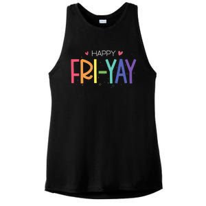 Happy Friyay Friday Funny Teacher Life Happy Friday Ladies PosiCharge Tri-Blend Wicking Tank