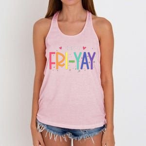 Happy Friyay Friday Funny Teacher Life Happy Friday Women's Knotted Racerback Tank