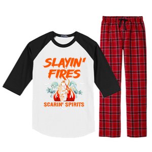 Halloween Firefighter Fire Fire Rescue Departt Ghost Meaningful Gift Raglan Sleeve Pajama Set