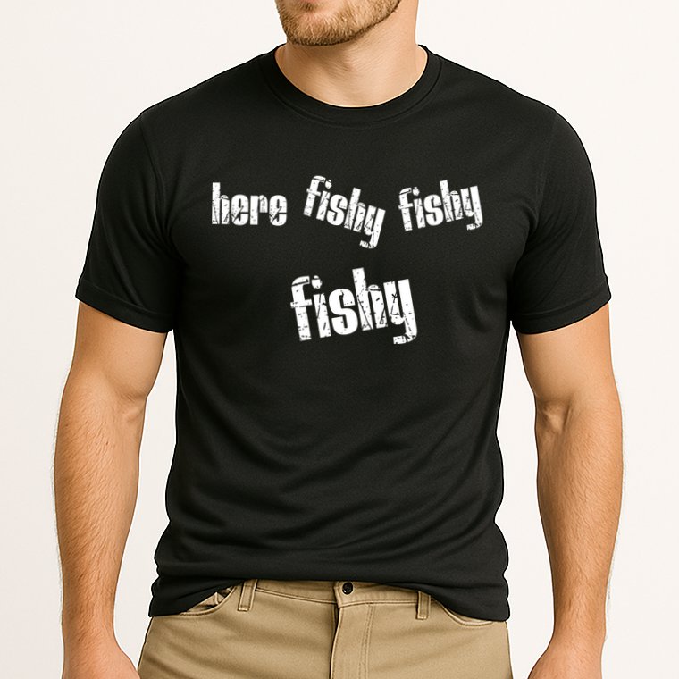 Here Fishy Fishy Fishy Funny Fishing Gift Cooling Performance Crew T-Shirt
