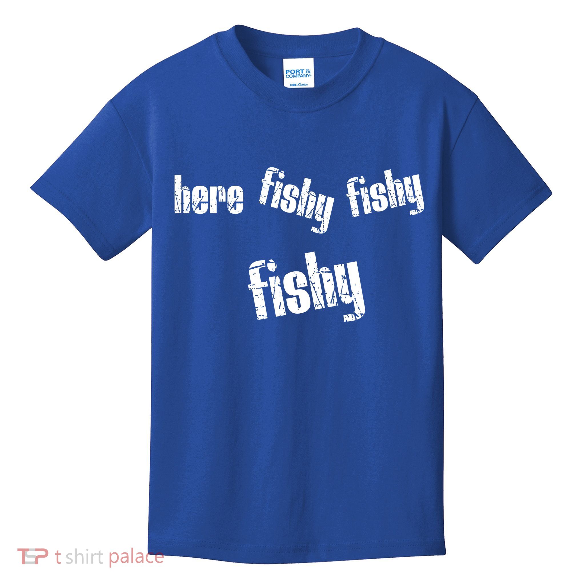 Here Fishy Fishy Fishy Funny Fishing Gift Kids T-Shirt