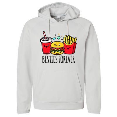 Hamburger French Fries Soda Funny Bff Matching Best Friends Performance Fleece Hoodie