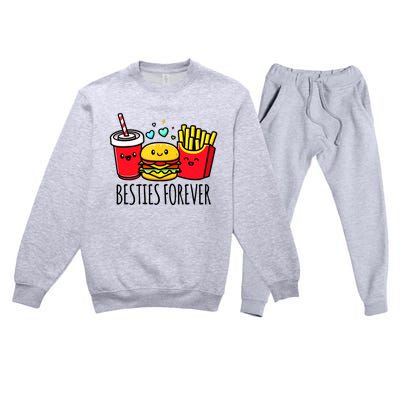 Hamburger French Fries Soda Funny Bff Matching Best Friends Premium Crewneck Sweatsuit Set