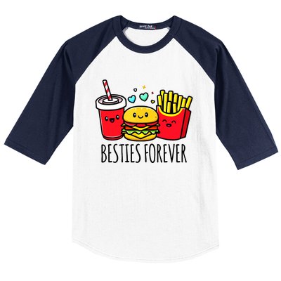 Hamburger French Fries Soda Funny Bff Matching Best Friends Baseball Sleeve Shirt