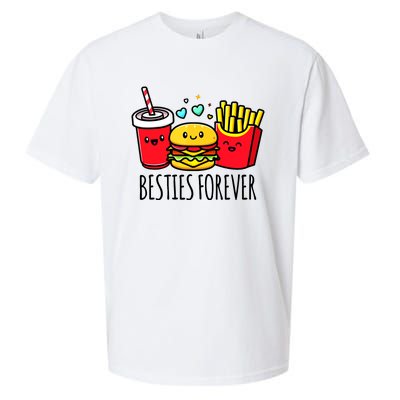 Hamburger French Fries Soda Funny Bff Matching Best Friends Sueded Cloud Jersey T-Shirt