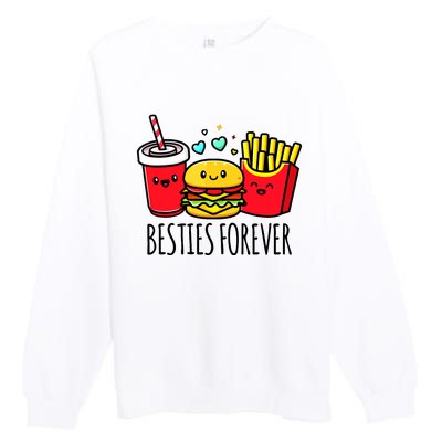 Hamburger French Fries Soda Funny Bff Matching Best Friends Premium Crewneck Sweatshirt