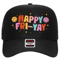 Happy Friyay Friday Lovers Fun Teacher Tgif High Crown Mesh Back Trucker Hat