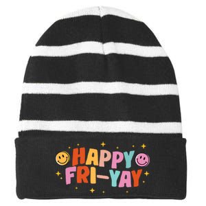 Happy Friyay Friday Lovers Fun Teacher Tgif Striped Beanie with Solid Band