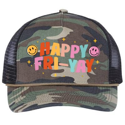 Happy Friyay Friday Lovers Fun Teacher Tgif Retro Rope Trucker Hat Cap