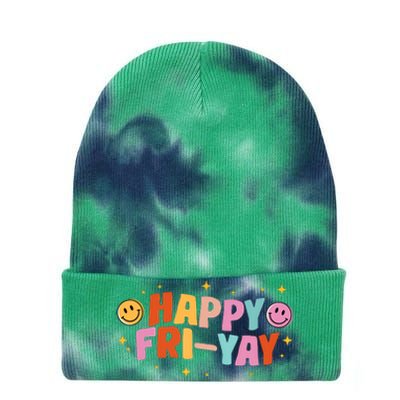 Happy Friyay Friday Lovers Fun Teacher Tgif Tie Dye 12in Knit Beanie