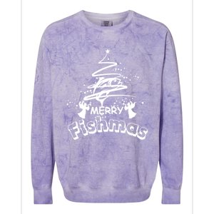 Holiday Funny Fishing Lovers Merry Fishmas Gift Colorblast Crewneck Sweatshirt