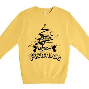 Holiday Funny Fishing Lovers Merry Fishmas Gift Premium Crewneck Sweatshirt