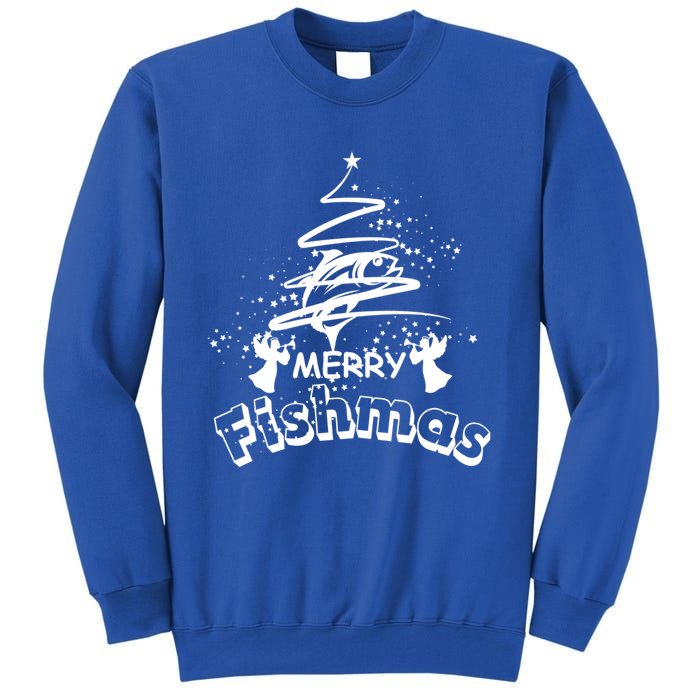 Holiday Funny Fishing Lovers Merry Fishmas Gift Tall Sweatshirt