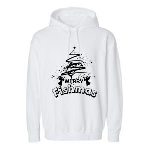 Holiday Funny Fishing Lovers Merry Fishmas Gift Garment-Dyed Fleece Hoodie