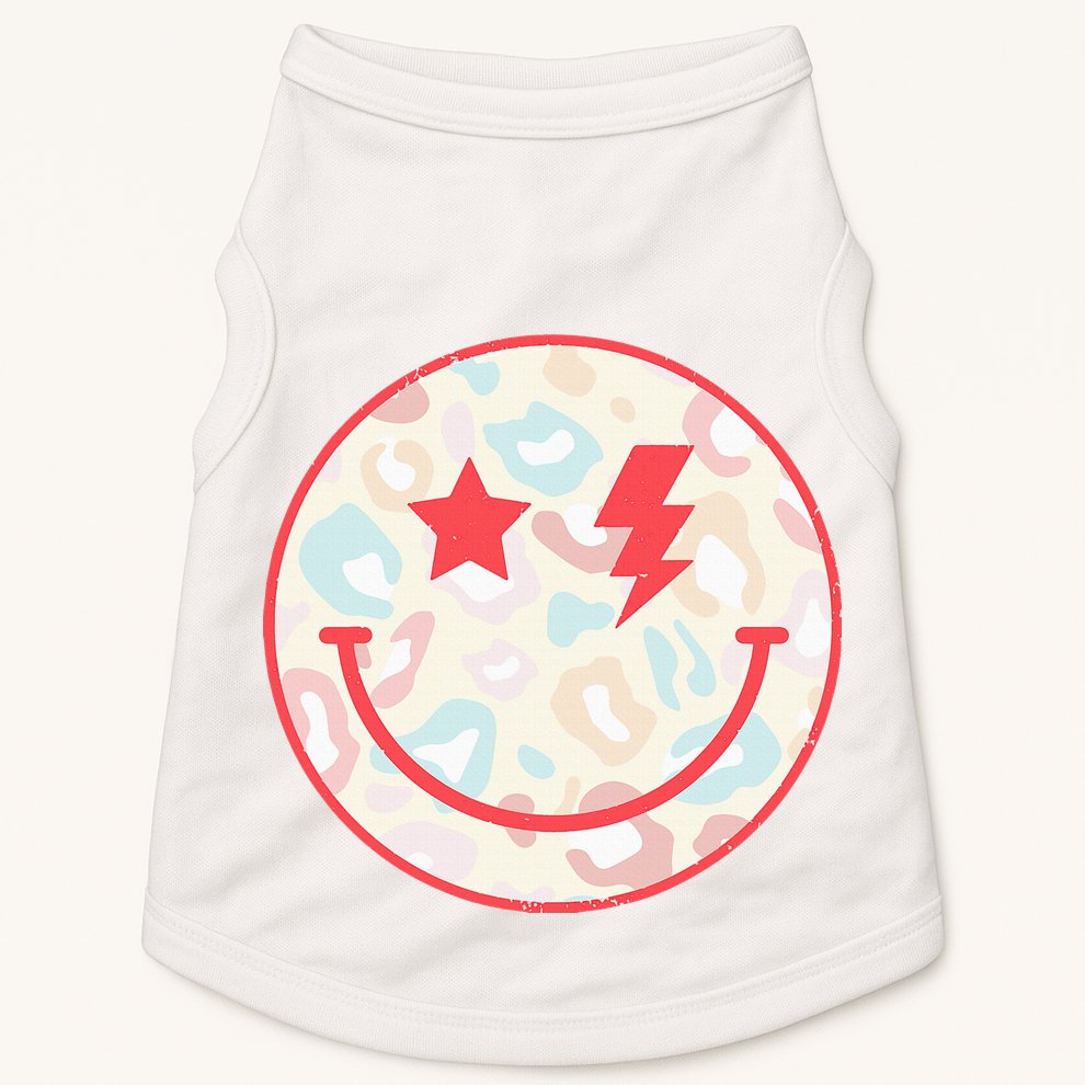 Happy Face Floral Preppy Aesthetic Smiling Face Doggie Tank