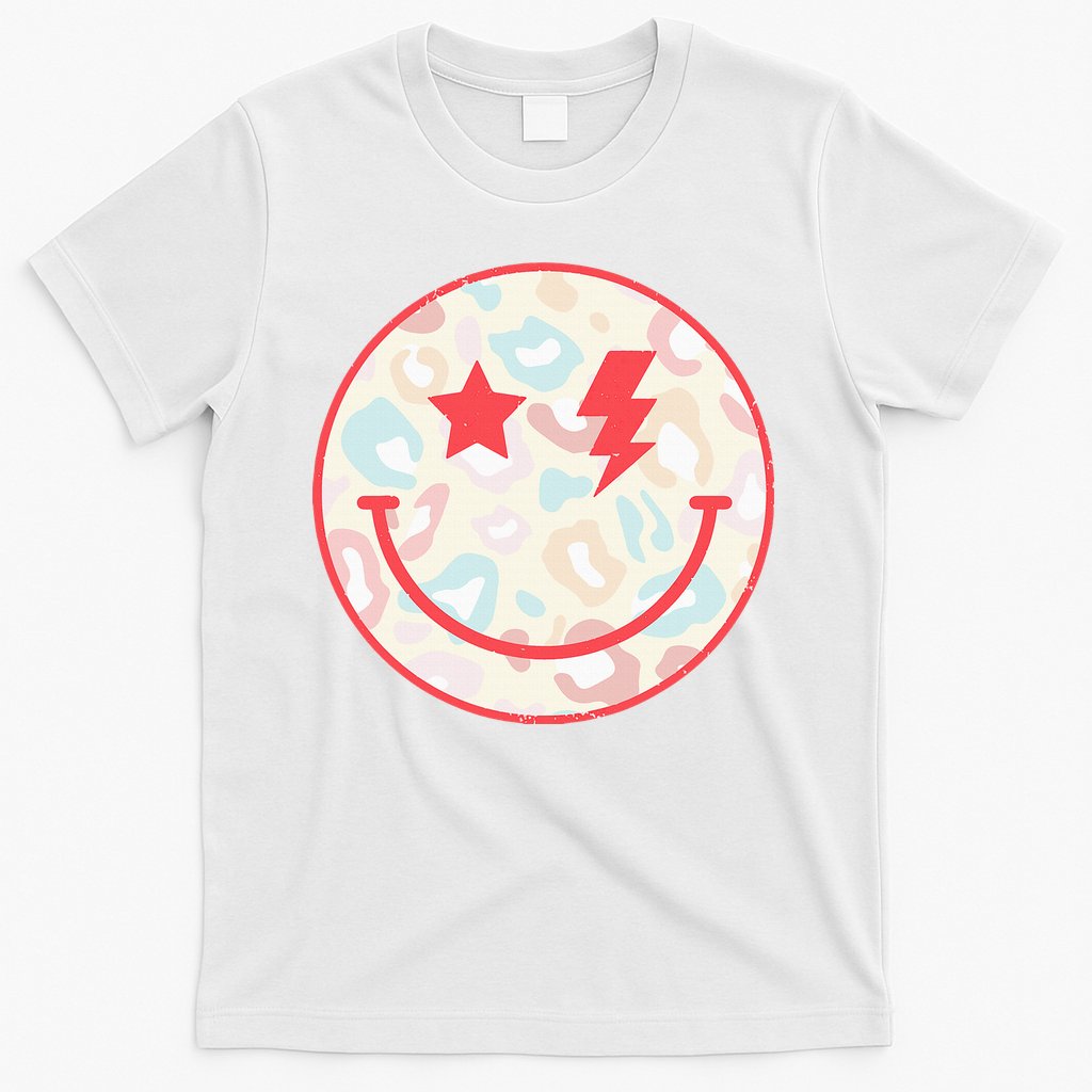 Happy Face Floral Preppy Aesthetic Smiling Face T-Shirt