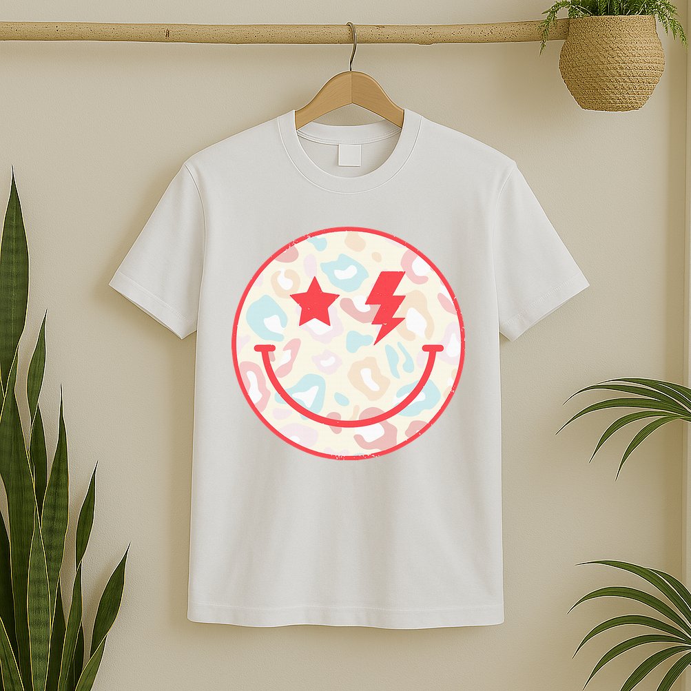 Happy Face Floral Preppy Aesthetic Smiling Face T-Shirt