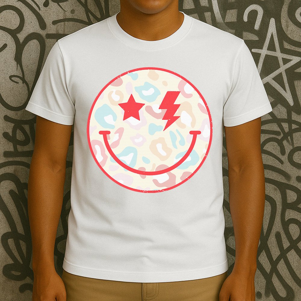 Happy Face Floral Preppy Aesthetic Smiling Face T-Shirt