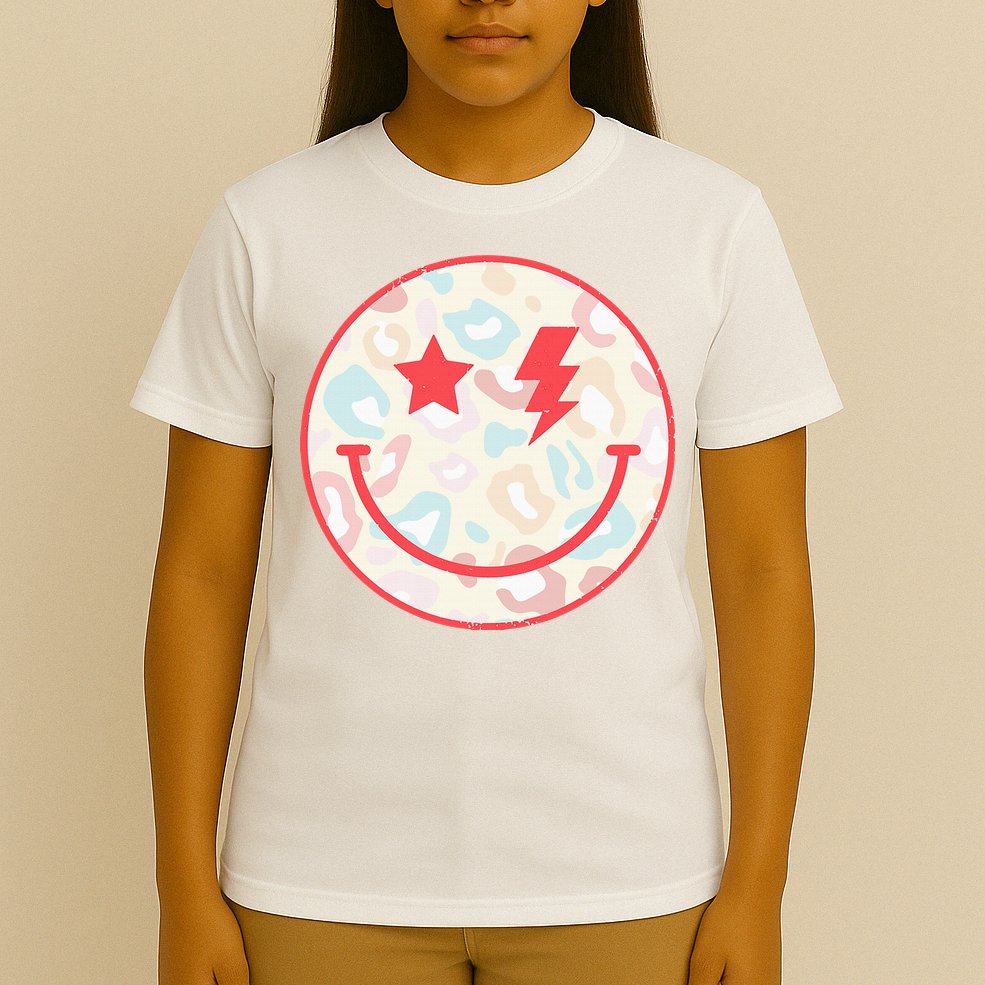 Happy Face Floral Preppy Aesthetic Smiling Face T-Shirt