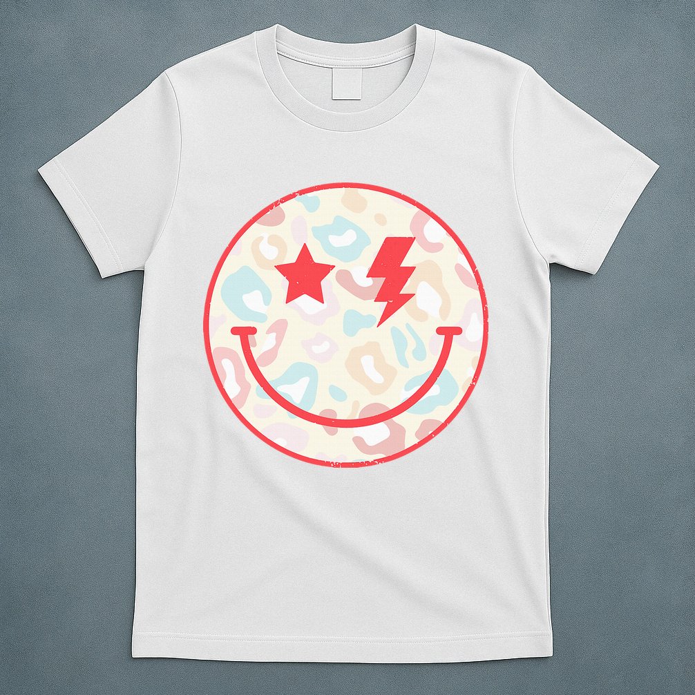 Happy Face Floral Preppy Aesthetic Smiling Face T-Shirt