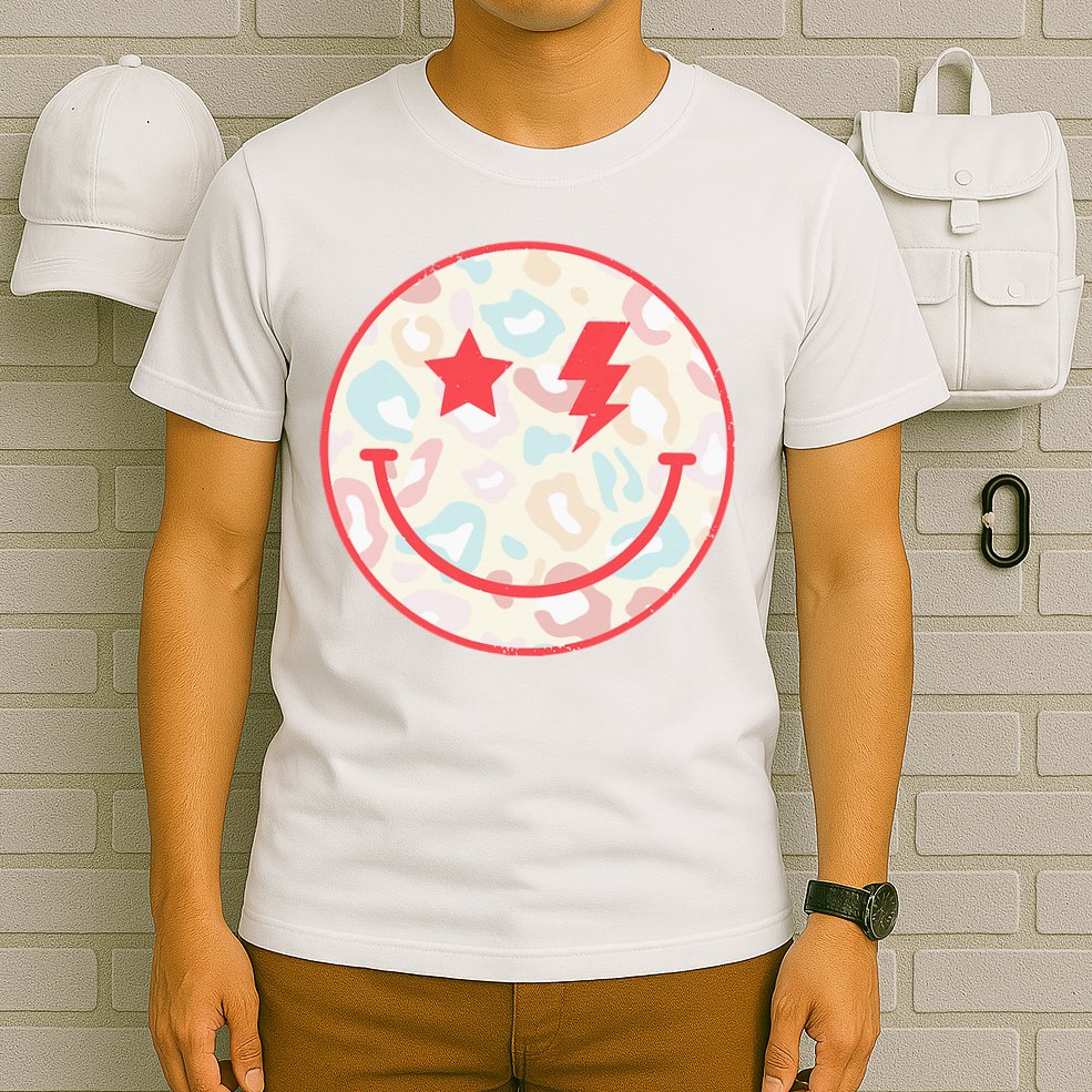 Happy Face Floral Preppy Aesthetic Smiling Face T-Shirt
