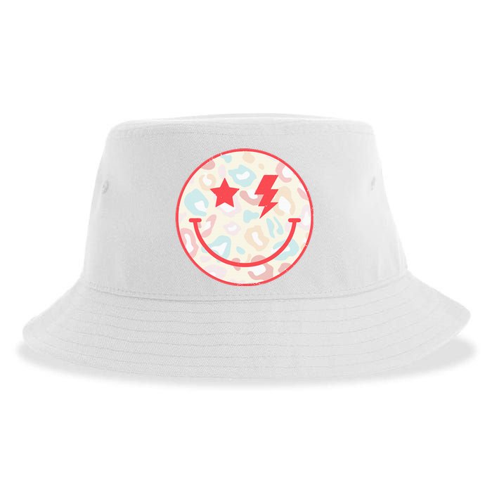 Happy Face Floral Preppy Aesthetic Smiling Face Sustainable Bucket Hat